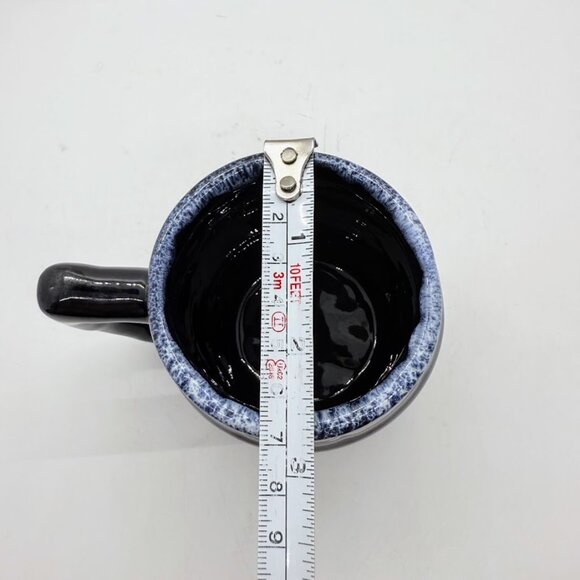 Vintage Van Briggle Pottery Cobalt Blue Drip Black Glaze Barrel Mug Coffee Cup - Picture 14 of 14